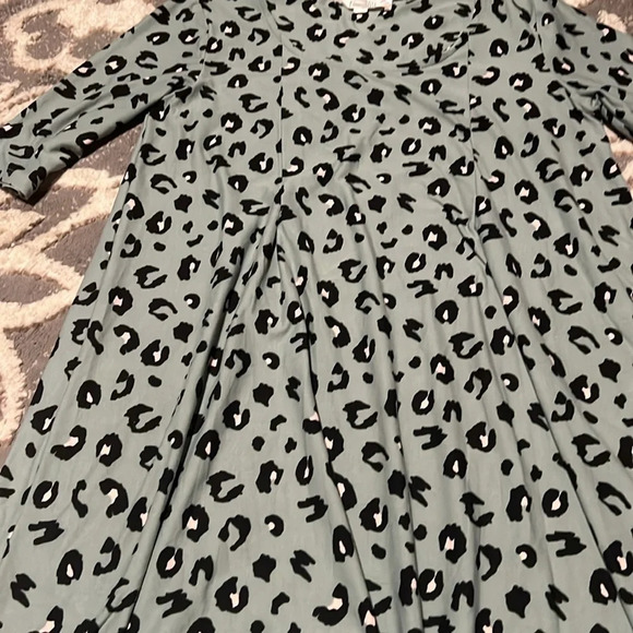 Pink rose cheetah print dress like new. Stretchy and soft. - Picture 2 of 4